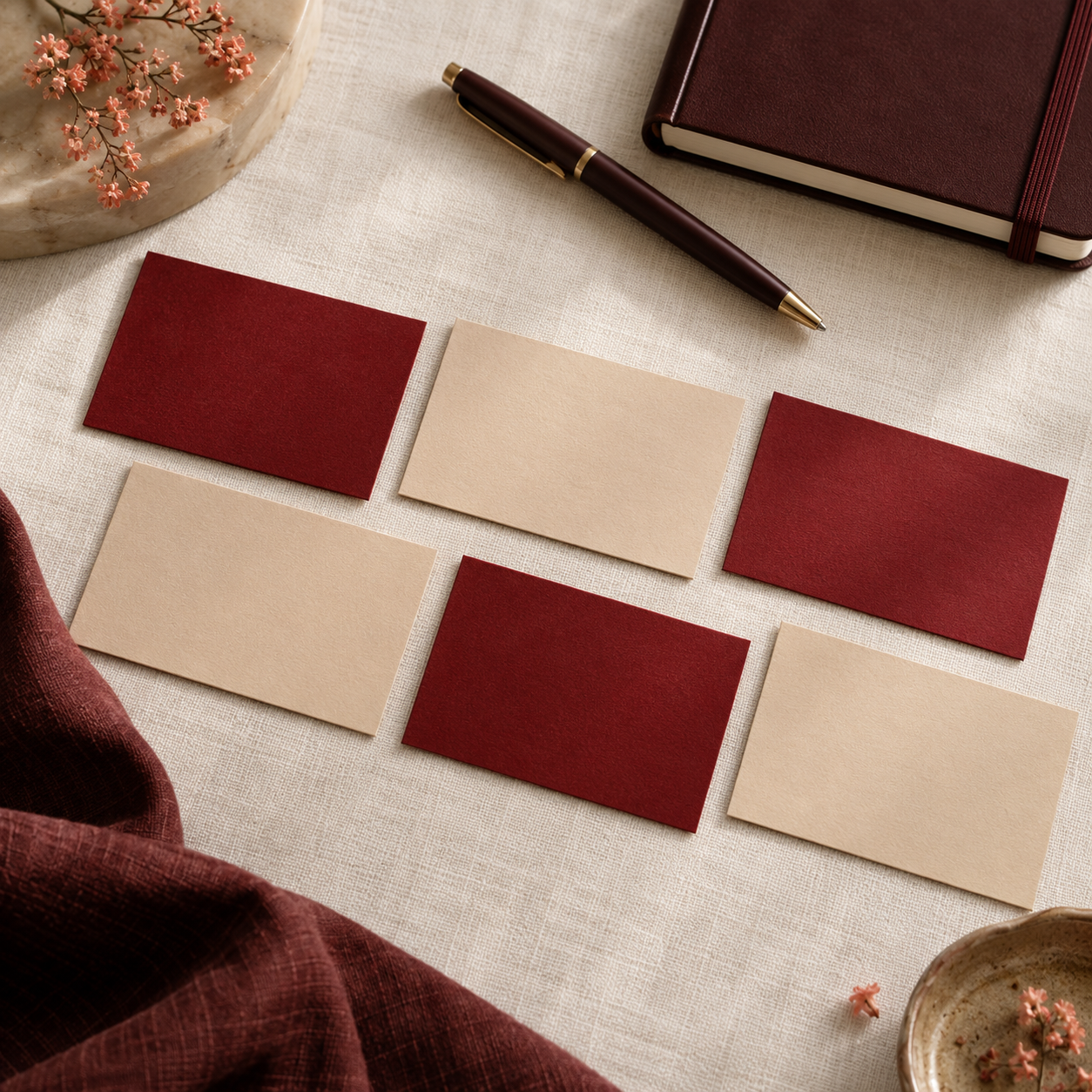 Six cartes de profil avec un carnet